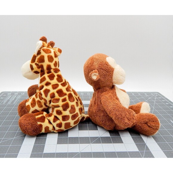 Ty Pluffies Tylux Giraffe Monkey Beanbag Terry Plush Stuffed Animal Pair - Picture 2 of 13